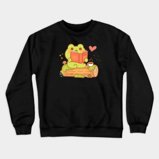 Cottagecore Reading Frog Crewneck Sweatshirt